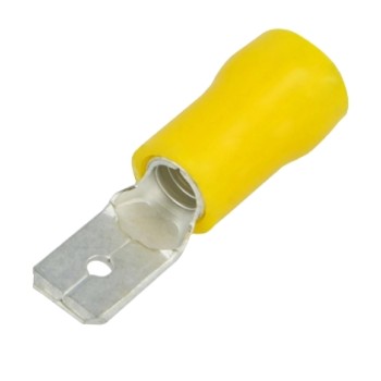GBC 18.3933.10 - Insulated Faston Plug Terminal Yellow Male 6.35mm 10 pcs Insulated Terminals